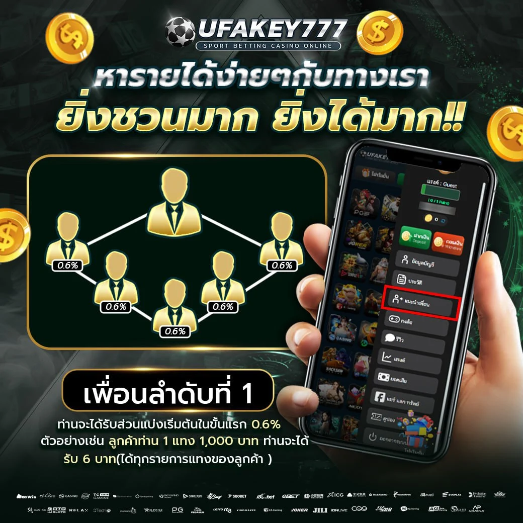 UFAKEY777 ยูฟ่าคีย์777 | โปรแนะนำเพื่อน รับค่าคอมรายวัน เว็บตรง มั่นคง ปลอดภัย